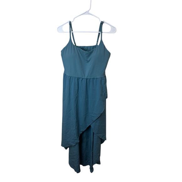 Halara NWT Sz L Breezeful Flowy Midi Dress Blue High Low Strappy - Picture 1 of 5